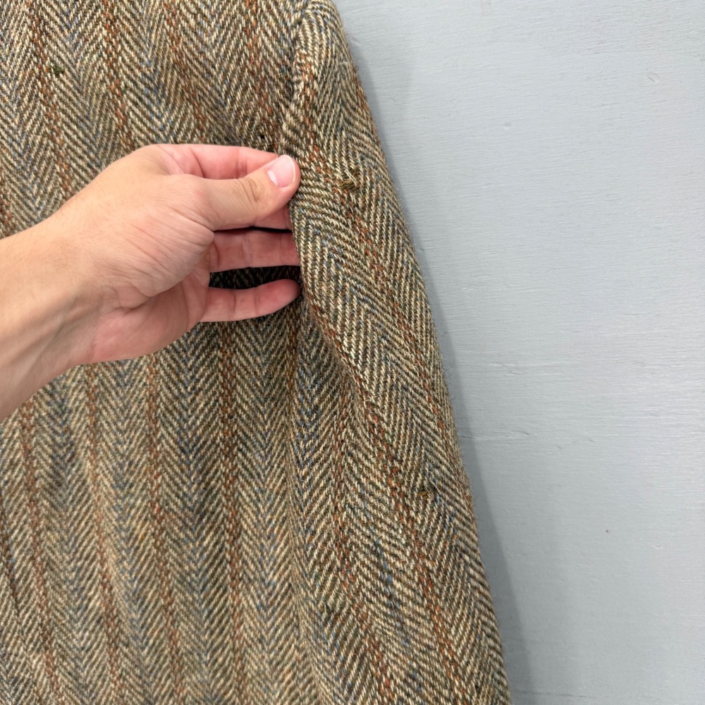 Vintage Harris Tweed Blazer Brown Herringbone Striped Wool Sport Coat 38R - Picture 5 of 9